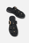 Delavana Black Suede Women's Buckle-Studded Daily Comfortable Stylish Sabo Slippers - 3
