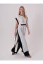 Button detailed, contrast color linen dress on the side - 2