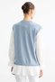 Rayon tunic with shirt-look metal brooch detail - blue - 4
