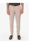 Light Brown Slim Fit Linen Blend Pleated Trousers 50325165-Vr002 - 2