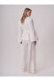 Wide Collar Linen Jacket with Stitching Detail - 4