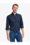 Navy Blue Linen Blend Regular Fit Long Sleeve Shirt 50325356-Vr033 - 2
