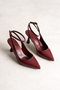 Juliette Women's Burgundy Patent Leather Pointed Toe Ankle Strap 7 cm Thin Heeled Slingback Shoes - 5