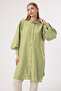 6423 - Comfortable Zippered Buttoned Viva Balloon Sleeve Long Tunic with Waist Belt Detail - 3