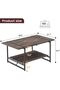 2-Tier Farmhouse Coffee Table, 41'' Large Rustic Rectangle Accent Table for Living Room, Dark - 2