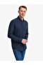 Navy Blue Linen Blend Regular Fit Long Sleeve Shirt 50325356-Vr033 - 4