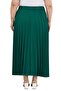 Plus Size Elastic Waist Pleated Long Emerald Green Skirt - 3