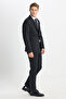 Men's Black Wool Slim Fit Mono Collar Flexible Suit with Pocket - 4