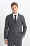 Men's Anthracite Slim Fit Slim Fit Swallow Neck Check Flap Pocket Stretchy Suit