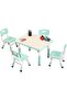 Kids Table & Chairs Set (4-Piece) Height Adjustable - 32" Wipe-Clean Craft Table with Anti-Sl - 8
