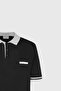 Men's Black-Ecru Standard Fit Regular Cut Polo Collar Knitwear T-Shirt - 7
