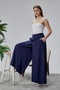 Women's Trousers Crepe Fabric Wide Leg with Elastic Waist - 8