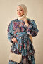 Women's Ethnic Pattern Waist Tie Dress Blue - 2