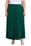 Plus Size Elastic Waist Pleated Long Emerald Green Skirt - 2