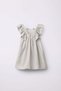 Girl's Cotton Gray Dress with Floral Detail - 3