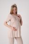 New Season Mink Maternity Summer Elegant Lace Detailed Design Short Sleeve Dressing Gown Pajama Set - 7