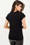 Women's Black White Color Block V-Neck Short Double Sleeve Airobin Summer Blouse 2850187 - 2