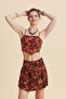 Double-Breasted Floral Short Skirt with Side Zipper - 7