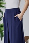 Women's Trousers Crepe Fabric Wide Leg with Elastic Waist - 6