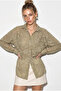 Women's Green Embossed Rose Pattern Transparent Chiffon Shirt 354 60286028 - 4