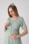 New Season Green Maternity Summer Elegant Lace Detailed Design Short Sleeve Dressing Gown Pajama Set - 6