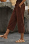 Women's High Waist Summer Trousers with Side Button Detail - 3