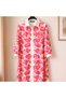Women's Pink Orange Patterned Shirt Dress Long Sleeve Tunic