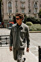 Men's Gray Relax Fit Shirt Collar Tieable Waist Flexible Suit - 4