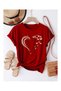 Leopard Detail Heart Printed Women's T-Shirt