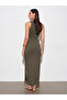 91652 Corduroy Midi Dress-Khaki - 2