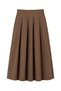 4909 Women's Elastic Waist Pleated Draped Midi Skirt Brown