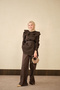 Women's Collar and Cuffed Sleeves Belted Jeans Suit Brown - 5