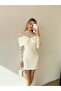 Lace Detailed Bow Collar Mini White Dress for Events and Weddings