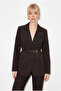 Women's Bitter Brown Lined Garni Sleeve Detailed Belted Blazer Jacket 8146 60286139 - 3