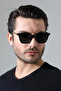 Men's Black Frame Black Glass Sunglasses with Gold Edge Detail - 3