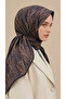 Efsun Patterned 120*120 cm Cotton Scarf - Purple / Tiles - 3