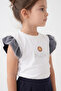 Girl's Ruffled Sleeve Tulle Flow Stone Printed Embroidered Pleated Shorts 2-Piece Set