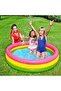 Sunset Glow Baby Pool – 3-Ring Rainbow Inflatable Toddler Splash Pool with Soft Padded Floor - 3