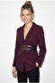 Women's Classic Blazer Jacket with Plum Lining and Double Belt Detail 8151 60286140 - 3