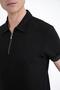 Slim Fit Stretch Cotton Zippered Polo Collar Black T-Shirt Ts 926 - 6