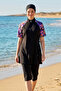 Short Sleeve Sports Lycra Semi-Closed Swimsuit 6286 Black04