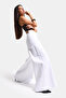Women's White T-5S6-2 Palazzo Fit Mid-Waist Leg Shiny Stone Detailed Special Design Denim Jeans - 3