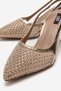Women's Gold Stone Mesh Detailed Ankle Strap Stylish Evening Dress Shoes with 6 cm Heels - 4