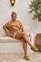 Italian Camel Pool Collar 3/4 Sleeve Washed Appliqué Casual 100% Linen Oversize Woven Blouse 80 74 - 6