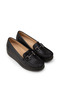 Women's Genuine Leather Black Wedge Heel Loafer - 5