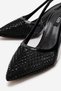Women's Black Stone Mesh Detailed Ankle Strap Stylish Evening Dress Shoes with 6 cm Heels - 4