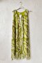 Italian Pistachio Green Pool Collar Sleeveless Patterned Lined Casual Silk Woven Dress 105 50 - 7