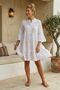 Italian White Judge Collar 3/4 Sleeve Sequin Detailed Sleeve and Hem Ruffle Woven Dress 93 64 - 4