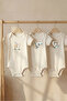 Cotton Set of 3 Little Explorers Printed Short Sleeve Snap Fastener Baby Bodysuit
