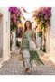 Green Ethnic Patterned Layered Flounce Long Summer Dress - 4